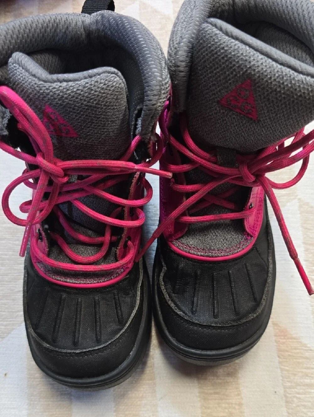 Nike Kids Pink and Black Waterproof Snow Boots